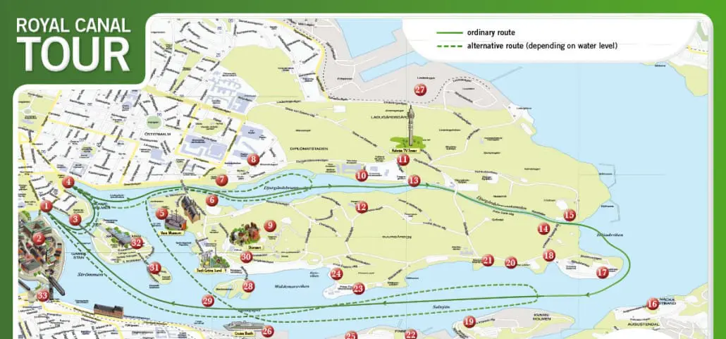 Karte Königliche Kanaltour Stockholm