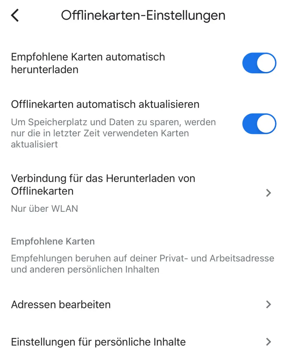 Automatisches Aktualisieren von Offline-Karten