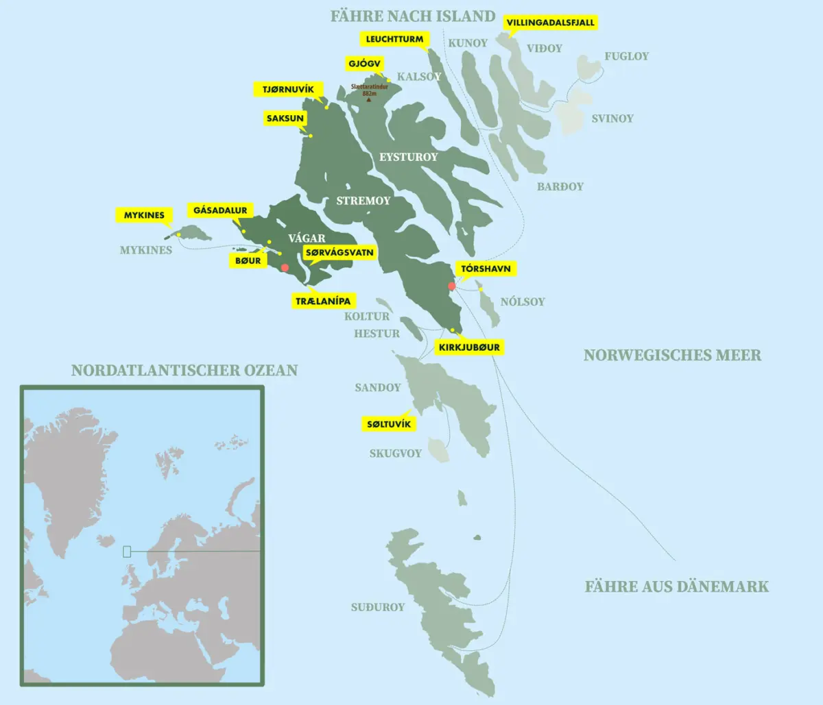 Karte Lage Färöer Inseln Europa