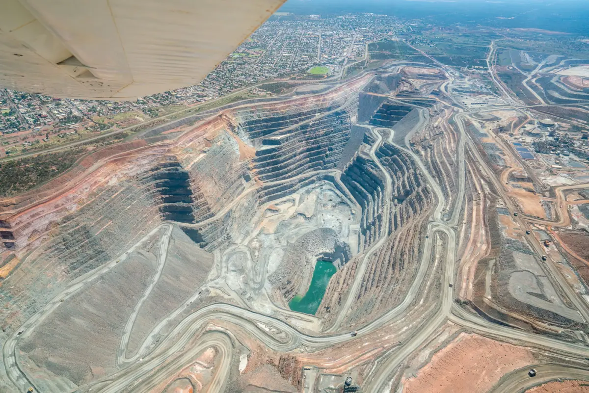 Super Pit in Kalgoorlie von oben beim Rundflug