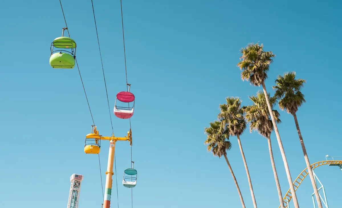 Seilbahn am Boardwalk Santa Cruz, Kalifornien