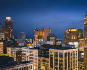 Detroit Sehenswürdigkeiten Downtown bei Nacht