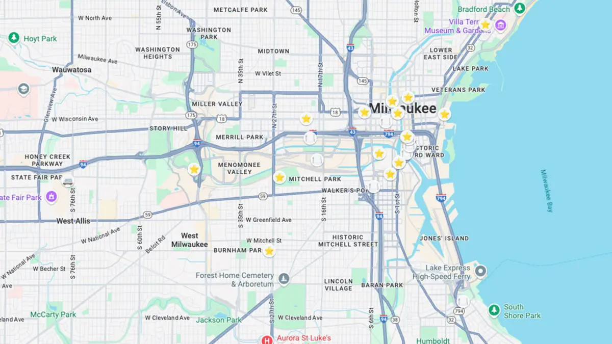 Milwaukee Sehenswürdigkeiten Karte