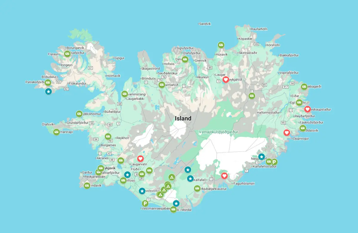 Meine Google Maps Karte Island Wohnmobil