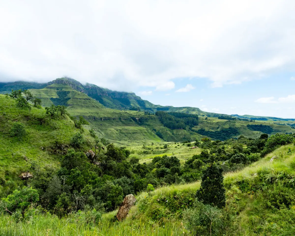 Wanderung zu den Nandi Falls im Monks Cowl Reserve in den Drakensbergen Südafrika