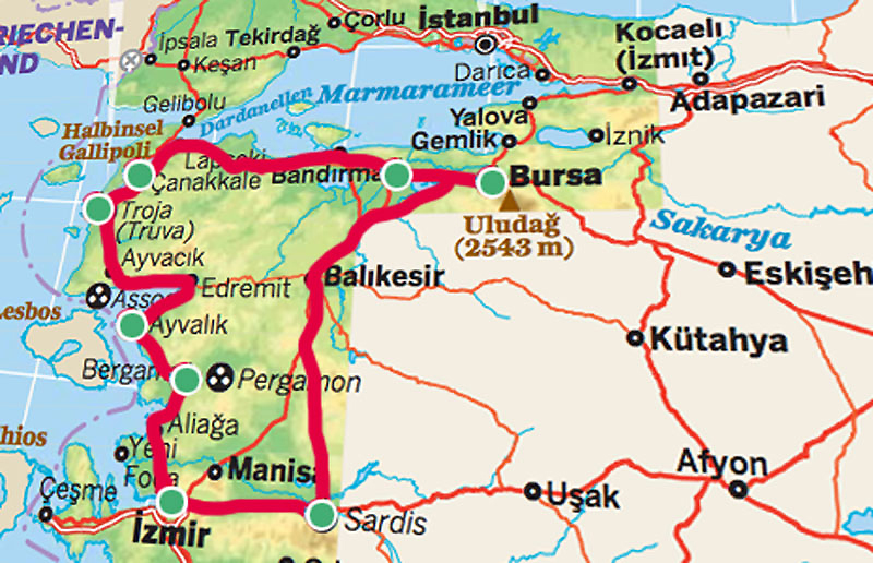 Türkische Ägäis Individuell Route