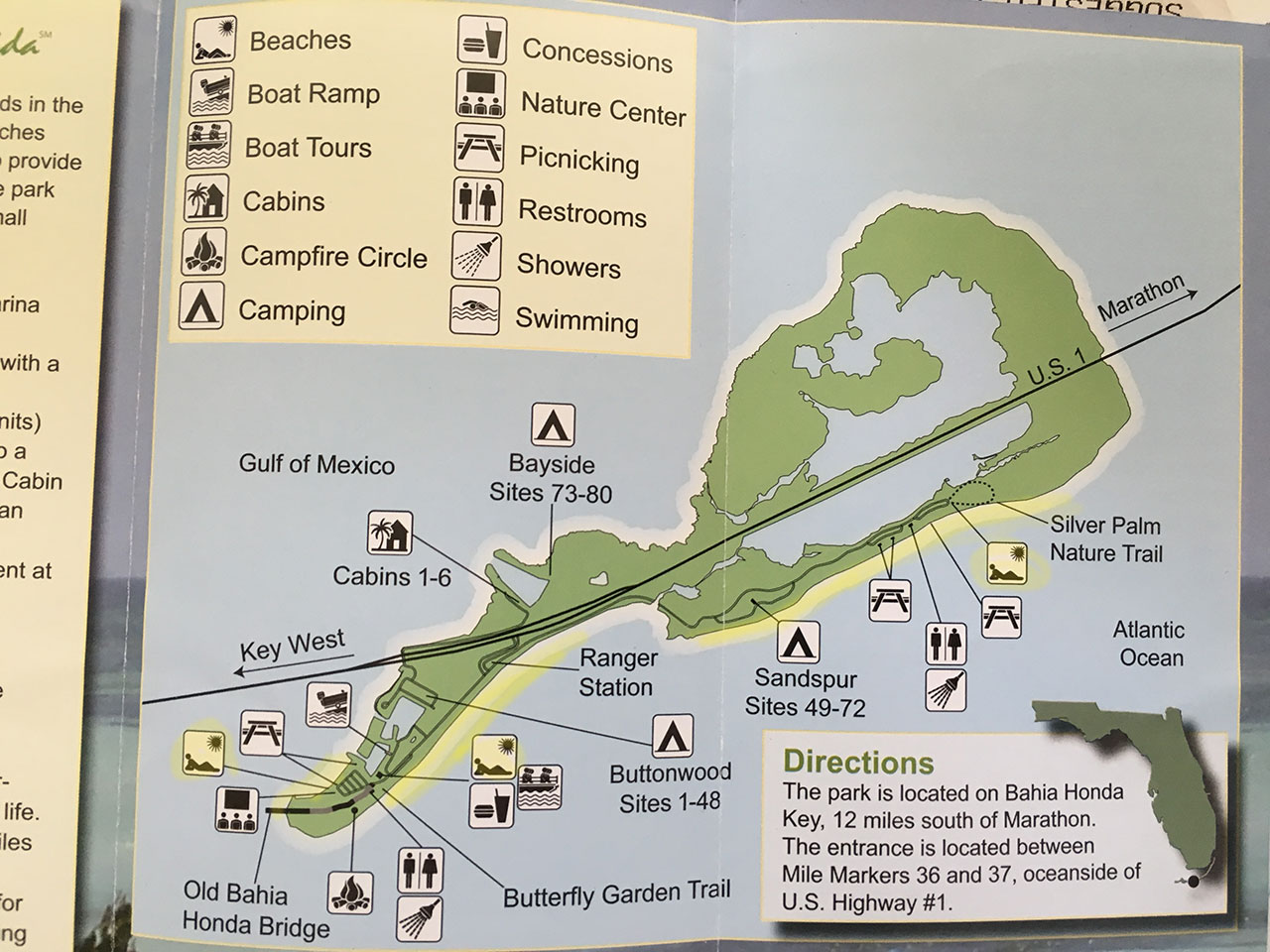 Bahia Honda State Park Karte Strände