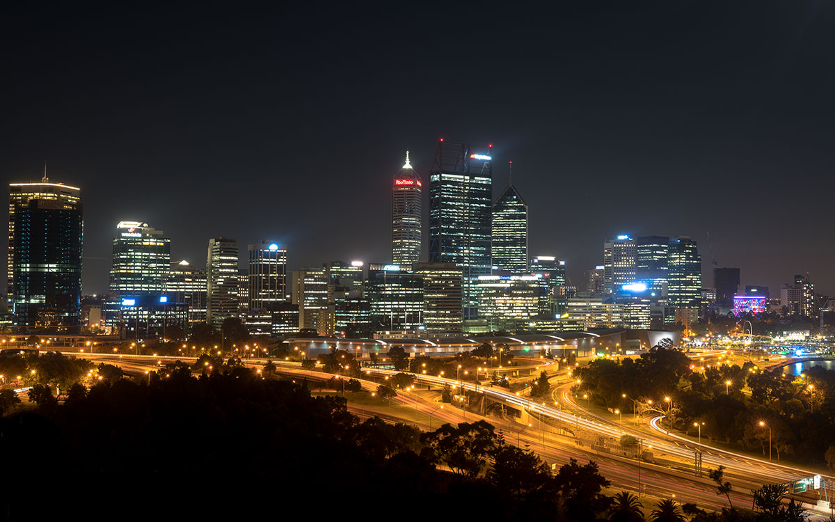 Perth Aussicht Vom Kings Park By Night