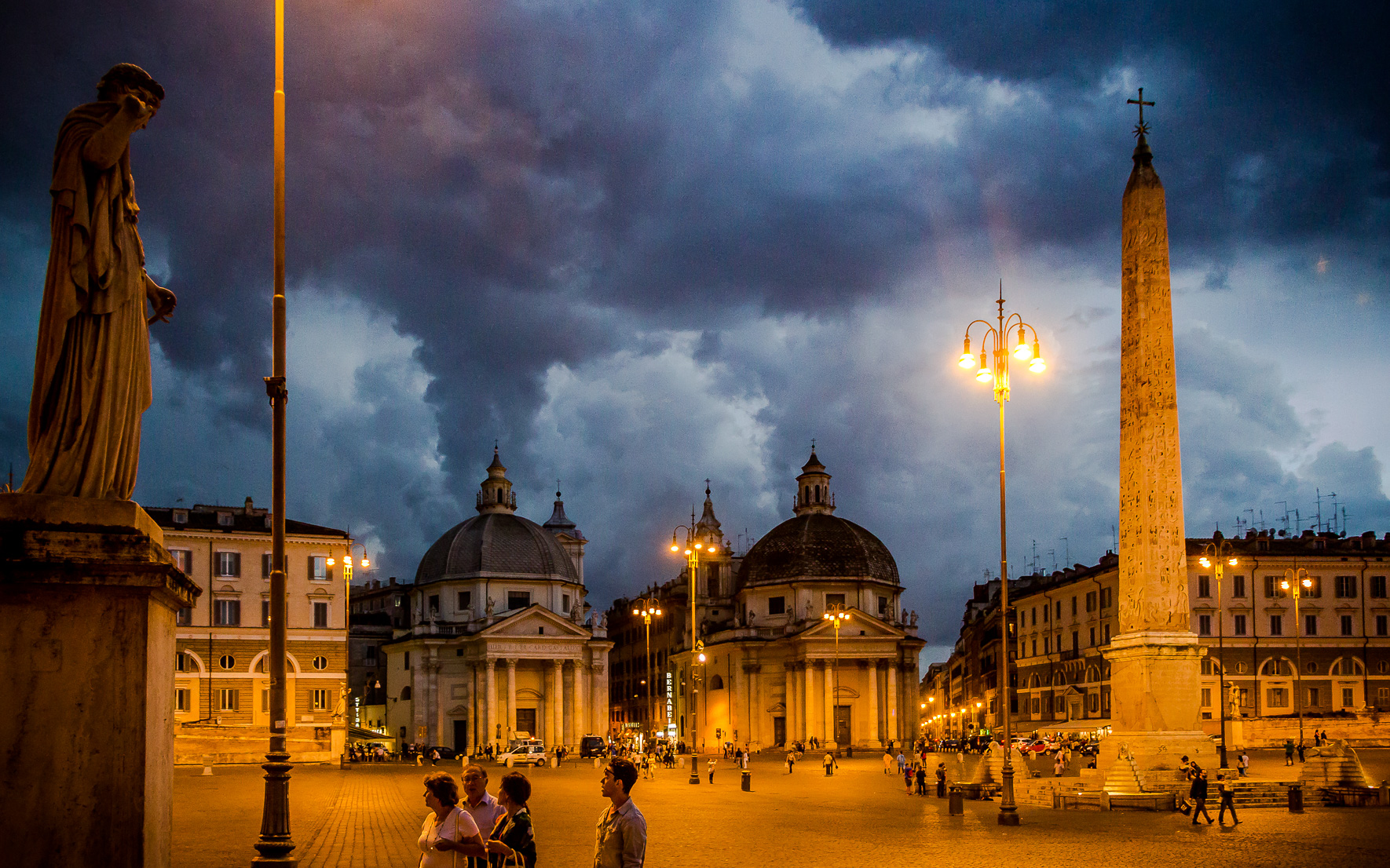 Nachtaufnahme Piazza del Popolo Rom