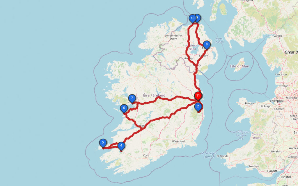 Route Irland Rundreise 14 Tage ab Dublin