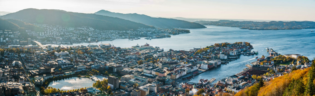 Blick vom Fløyen in Bergen, dem Hausberg.