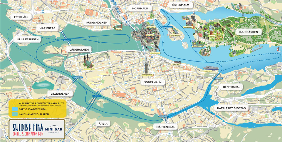 Karte Unter den Brücken Bootstour Stockholm