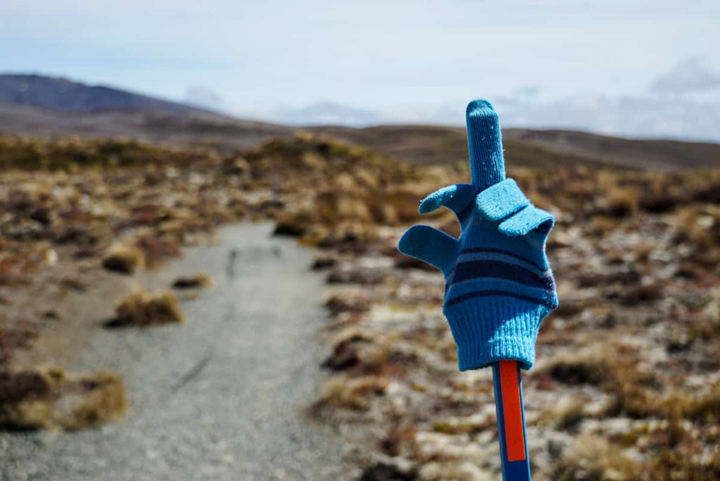 Handschuh Kälte beim Wandern Tongariro
