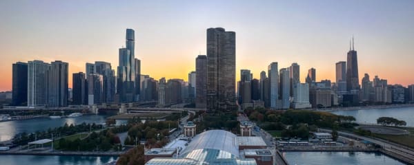 Chicago Reiseführer Riesenrad Navy Pier Sonnenuntergang