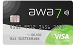 awa7 Kreditkarte dauerhaft ohne Jahresgebühr, ideal für Reisen