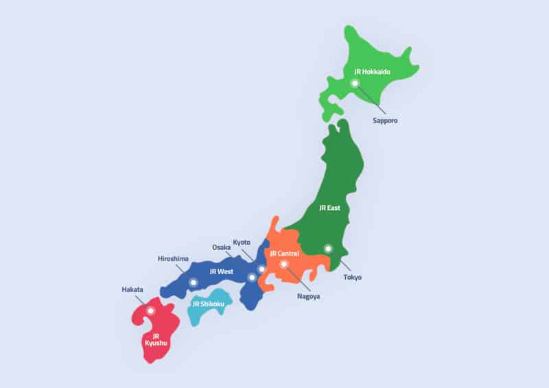 Regionen in Japan, für die es Regional Rail Passes gibt. Quelle: jrpass.com