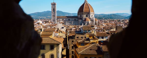 Aussicht vom Rathausturm des Palazzo Vecchio in Florenz