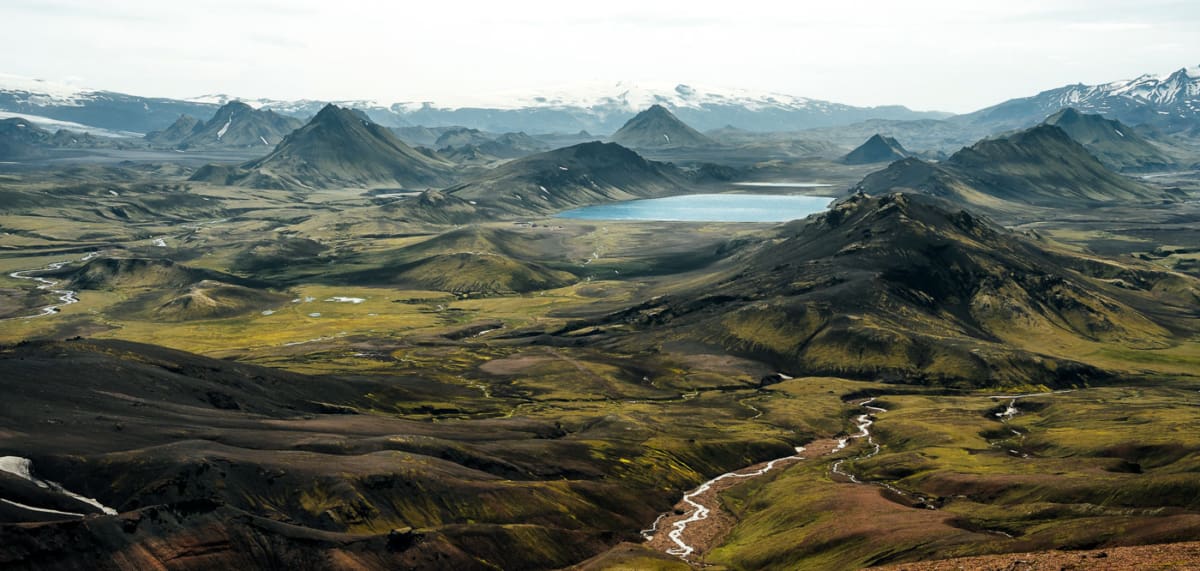 Laugavegur Trail Island wandern: Aussicht auf Álftavatn