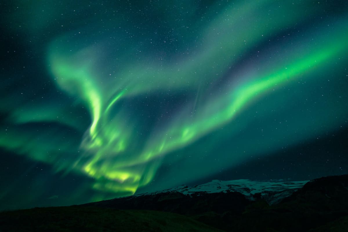 Polarlichter Island Winter