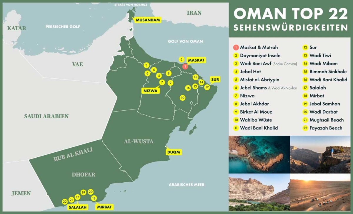 Oman Sehenswürdigkeiten Karte
