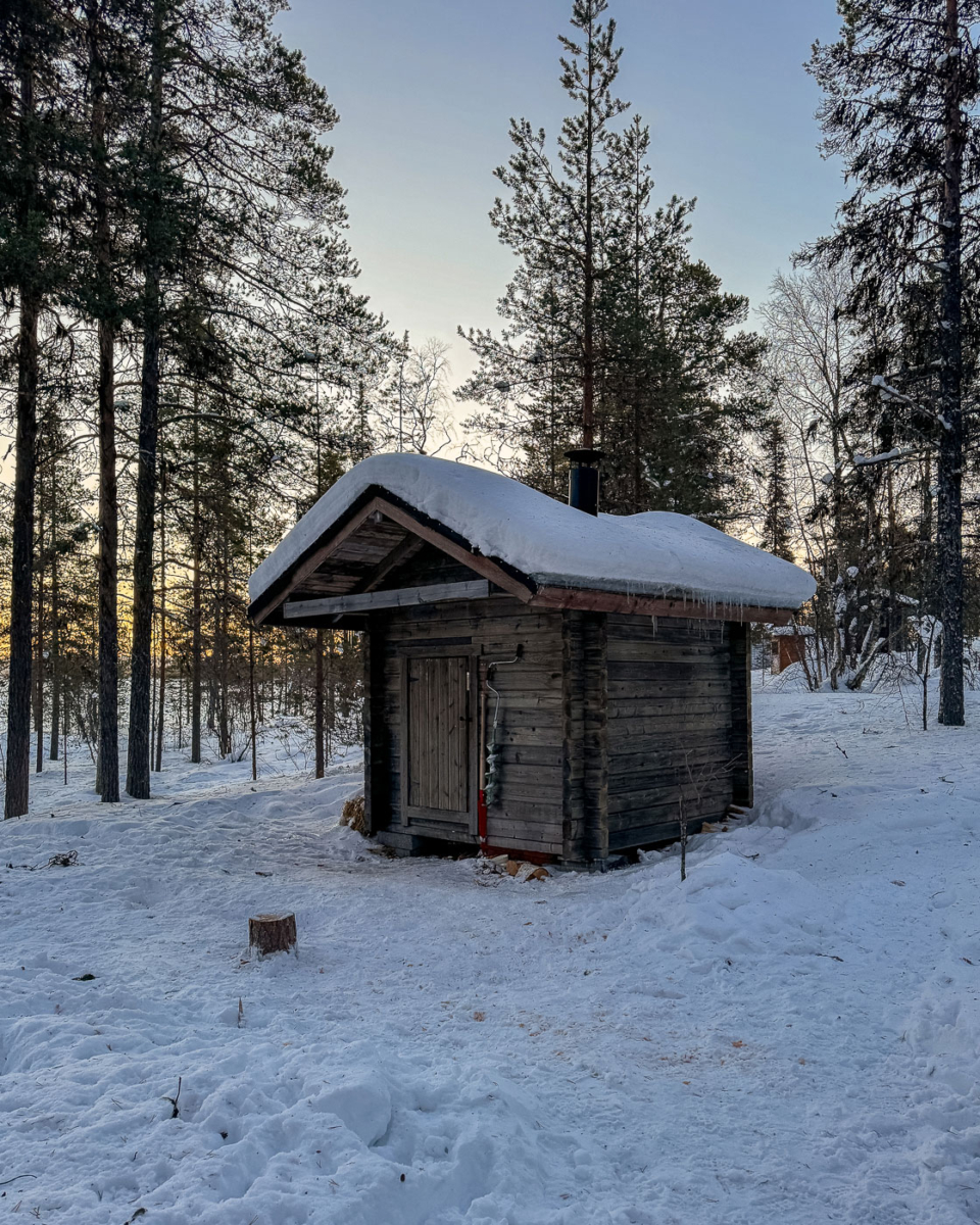 Sauna in Finnland an unserer 1. Hütte