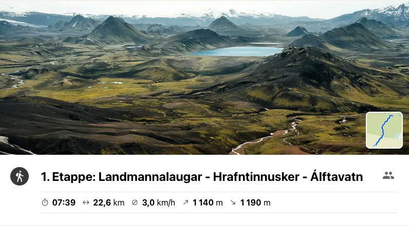 Profil Laugavegur Tag 1: Landmannalaugar - Hrafntinnusker - Álftavatn