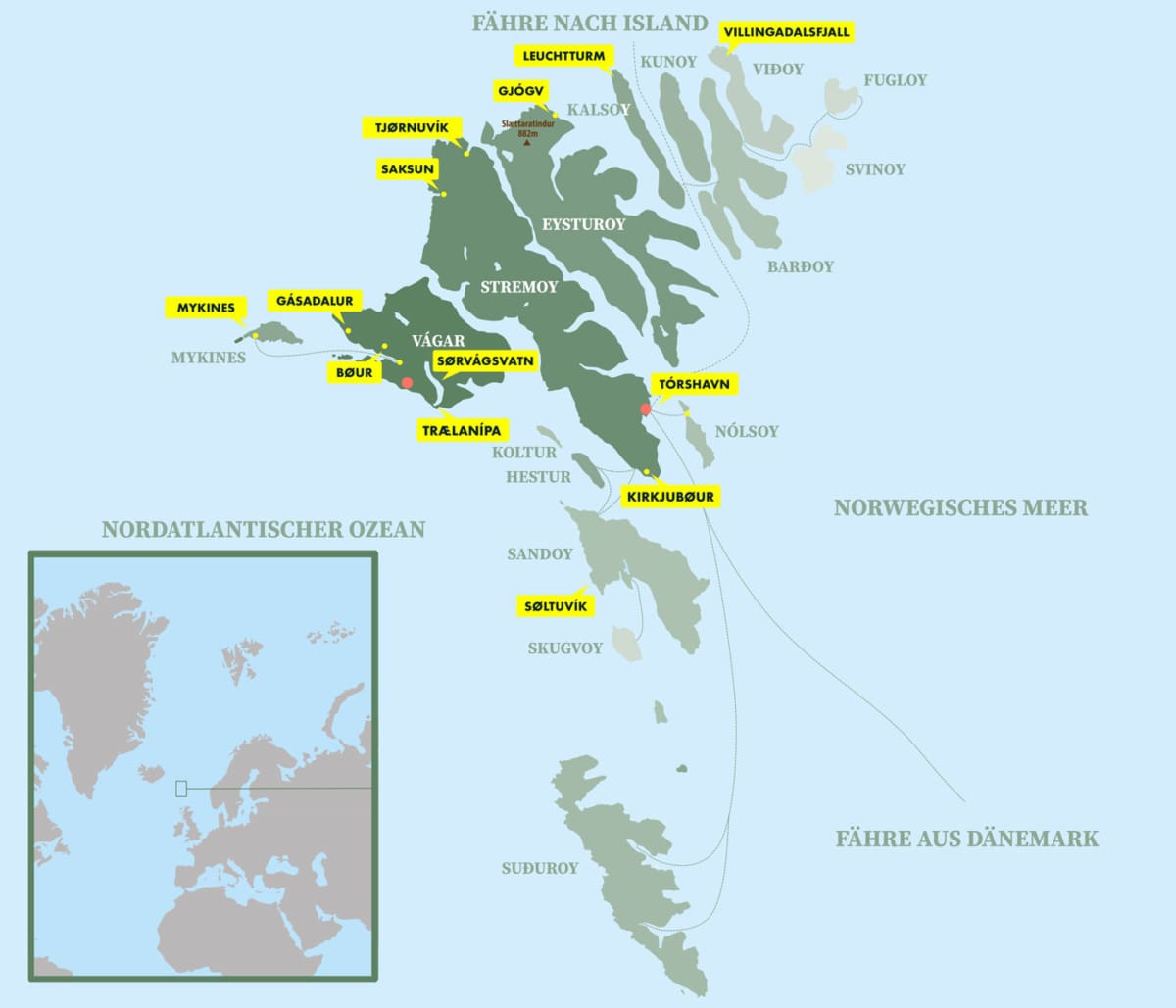 Karte Lage Färöer Inseln Europa