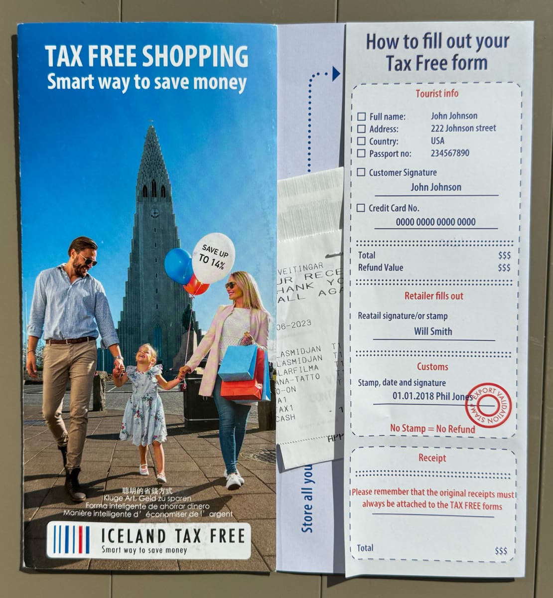 Tax Free Shopping Island Dokument