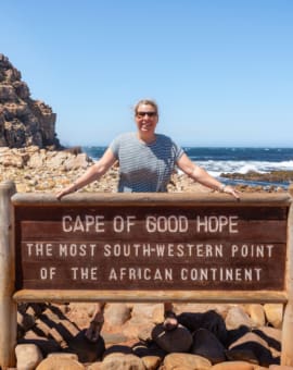 Katrin (viel-unterwegs.de) am Kap der Guten Hoffnung in Südafrika