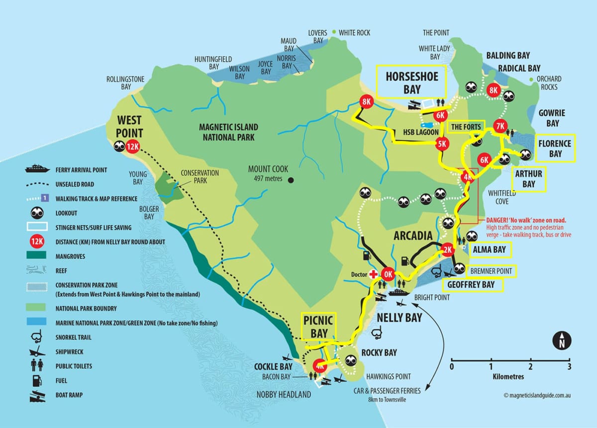 Magnetic Island Karte mit Sehenswürdigkeiten