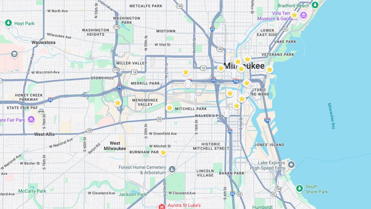 Milwaukee Sehenswürdigkeiten Karte