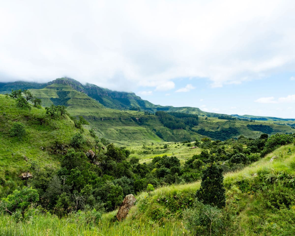 Wanderung zu den Nandi Falls im Monks Cowl Reserve in den Drakensbergen Südafrika