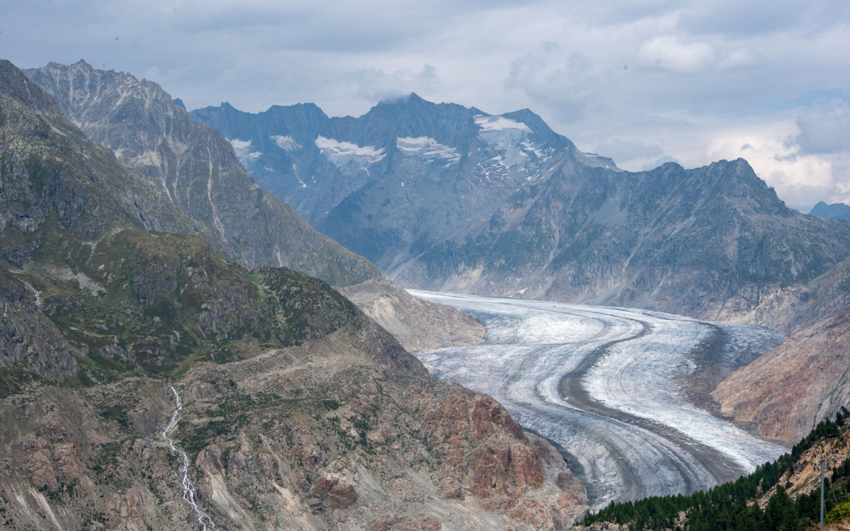 View Point Hohfluh auf den Großen Aletschgletscher auf 2.227 Meter Höhe.