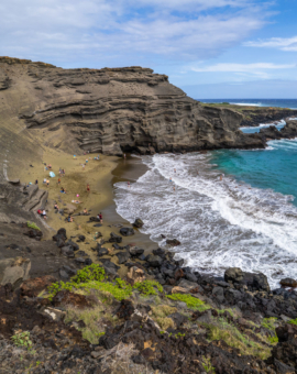Beste Reisezeit Hawaii: Grüner Strand auf Big Island of Hawaii