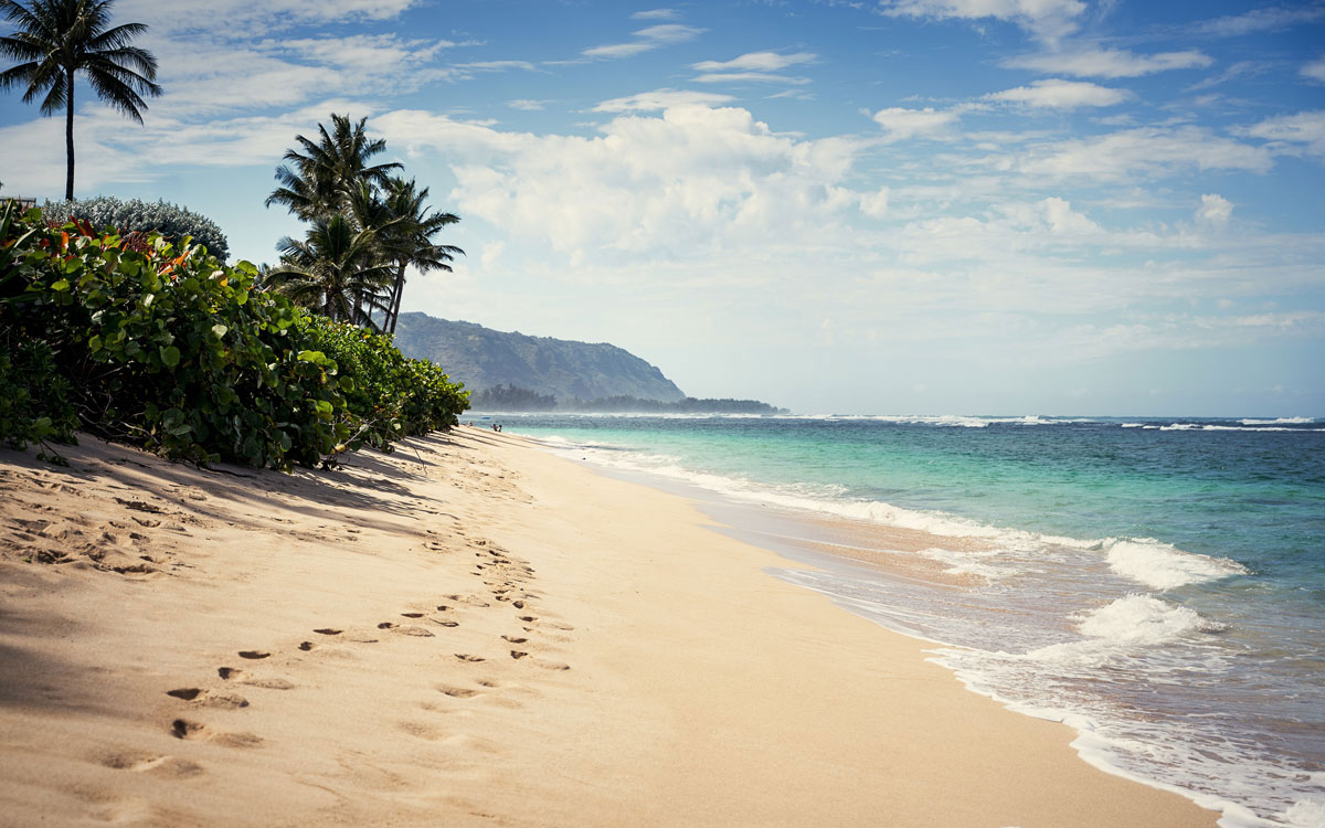Einsame Strände auf Oahu. Hawaii