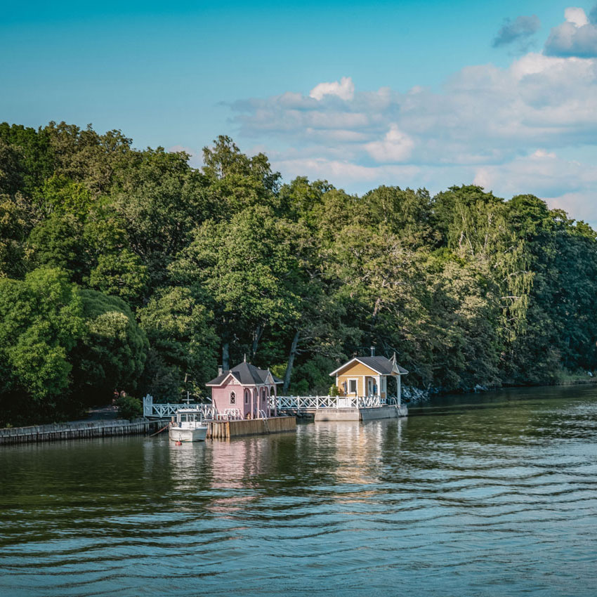 Bunte Saunahäuser in Ruissalo Turku