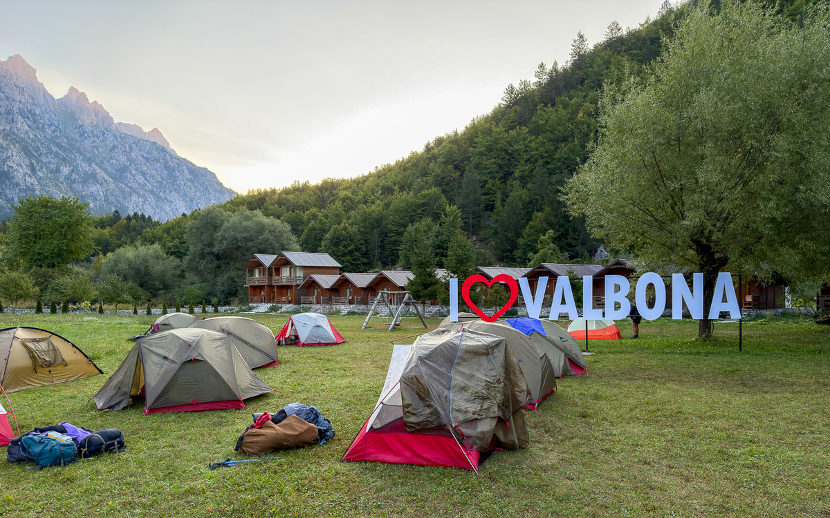 Zeltplatz in Valbona nach der 1. Nacht